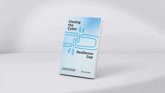 Animated gif of the whitepaper "close the cyber resilience gap" by Blackpanda